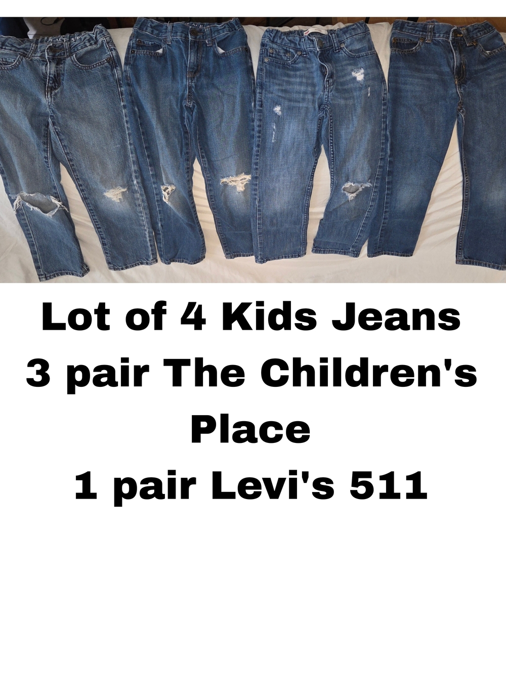 The Children's Place Boys Distressed Jeans & 1 Pair Levis 511. Size 6 (Lot Of 4)